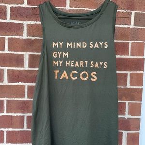 ⭐️3 for $20⭐️ Funny Army Green Workout Tank Top with Gold Lettering